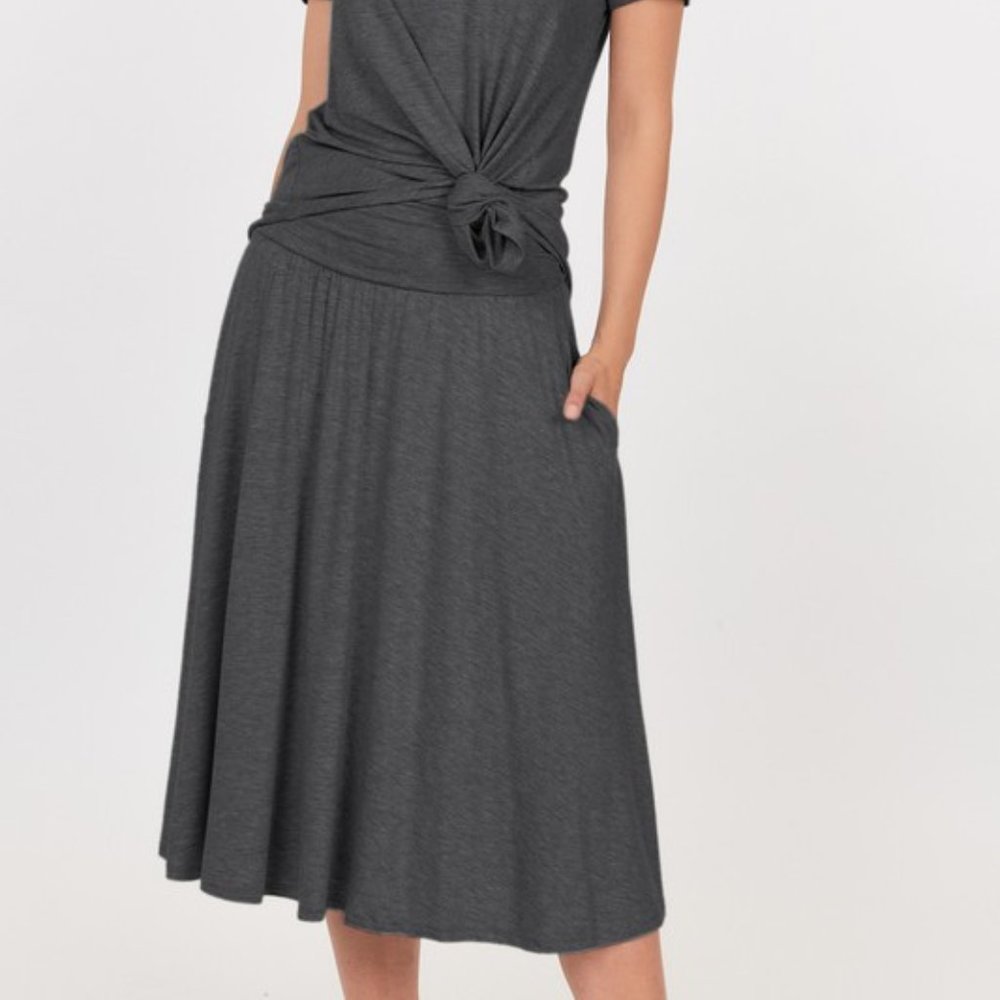 Midi Skirt With Pockets - Charcoal